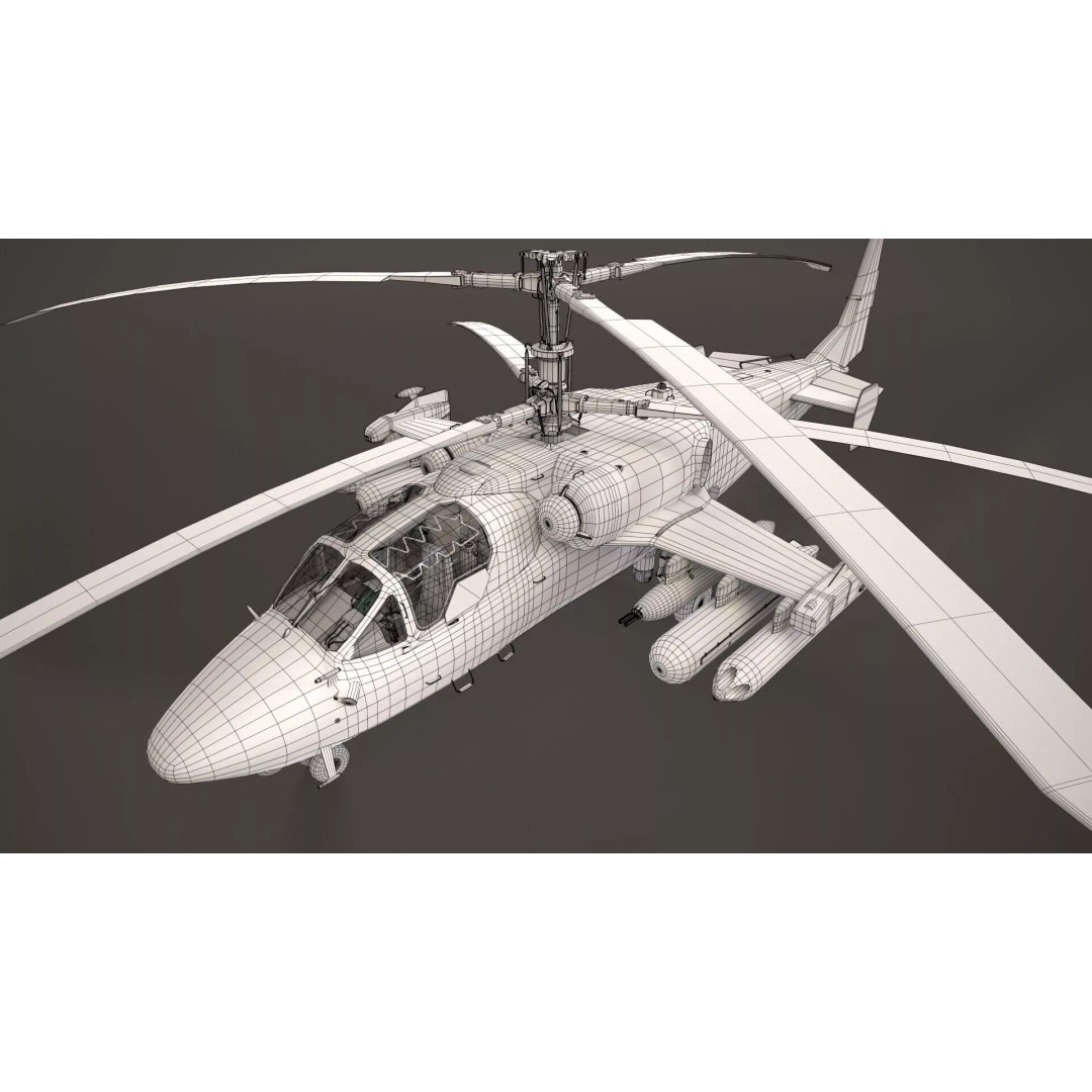 Kamov Ka-52 Alligator Camo 3D Model – Low Poly Game Ready, FBX - View 21