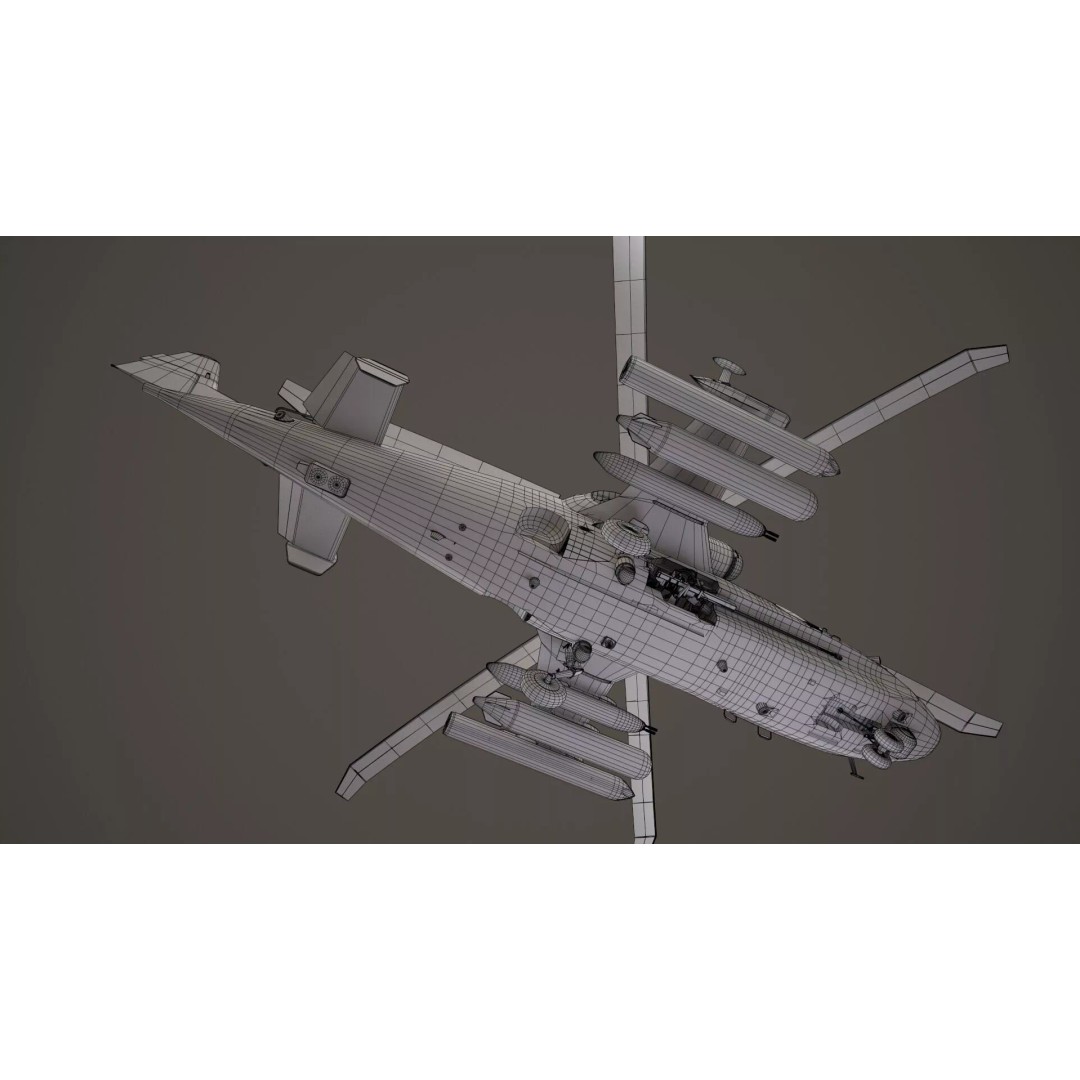 Kamov Ka-52 Alligator Camo 3D Model – Low Poly Game Ready, FBX - View 23