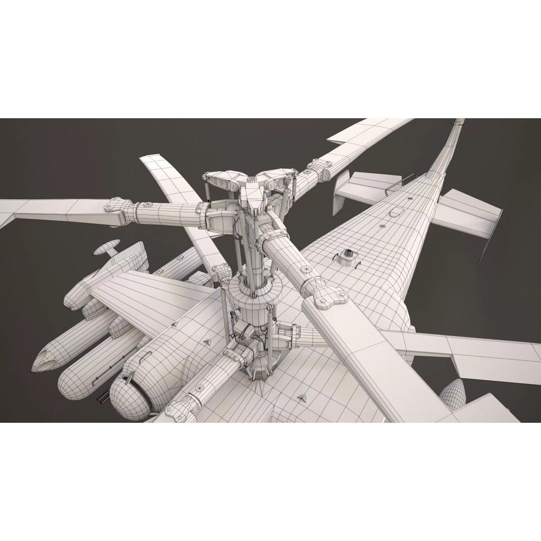 Kamov Ka-52 Alligator Camo 3D Model – Low Poly Game Ready, FBX - View 25