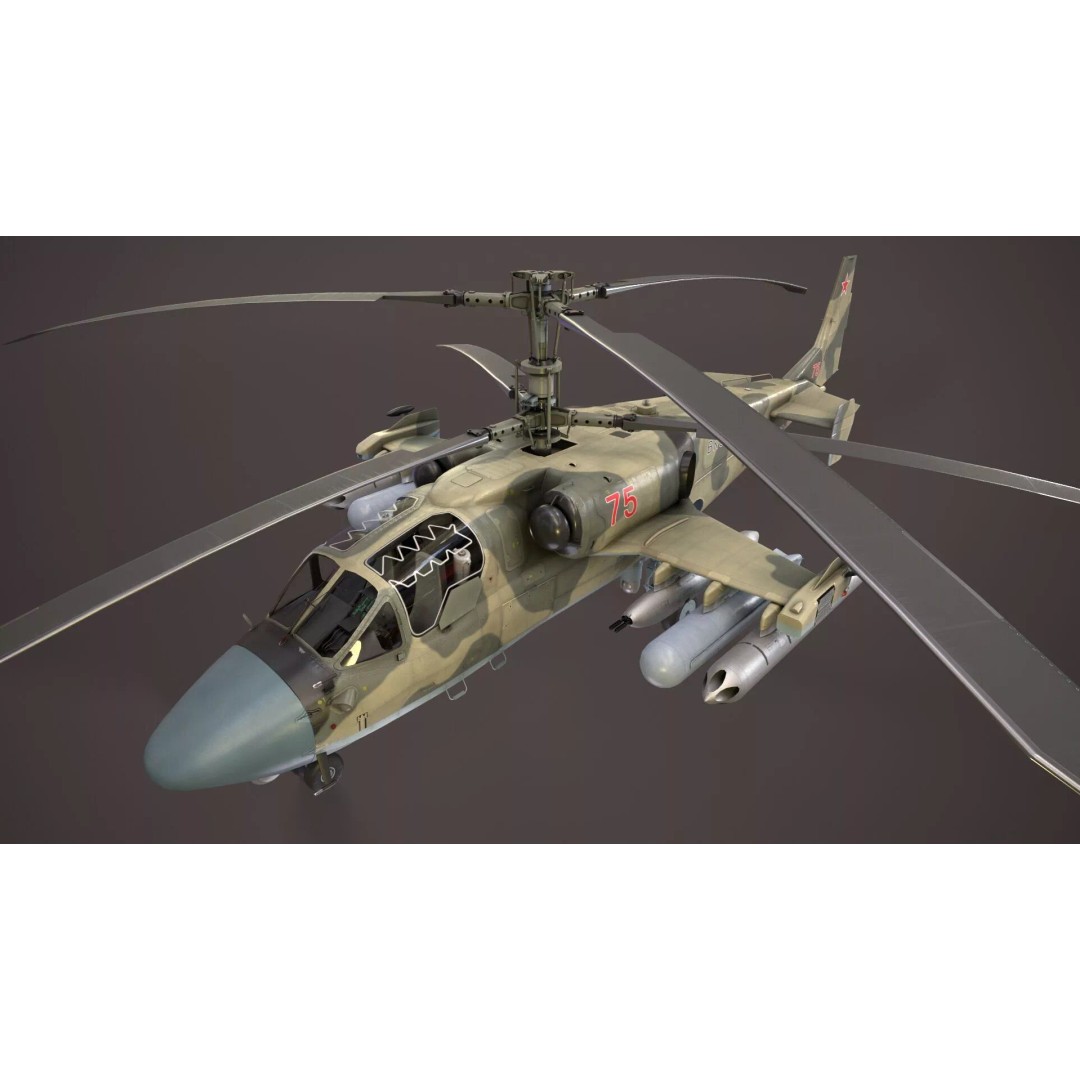 Kamov Ka-52 Alligator Camo 3D Model – Low Poly Game Ready, FBX - View 3