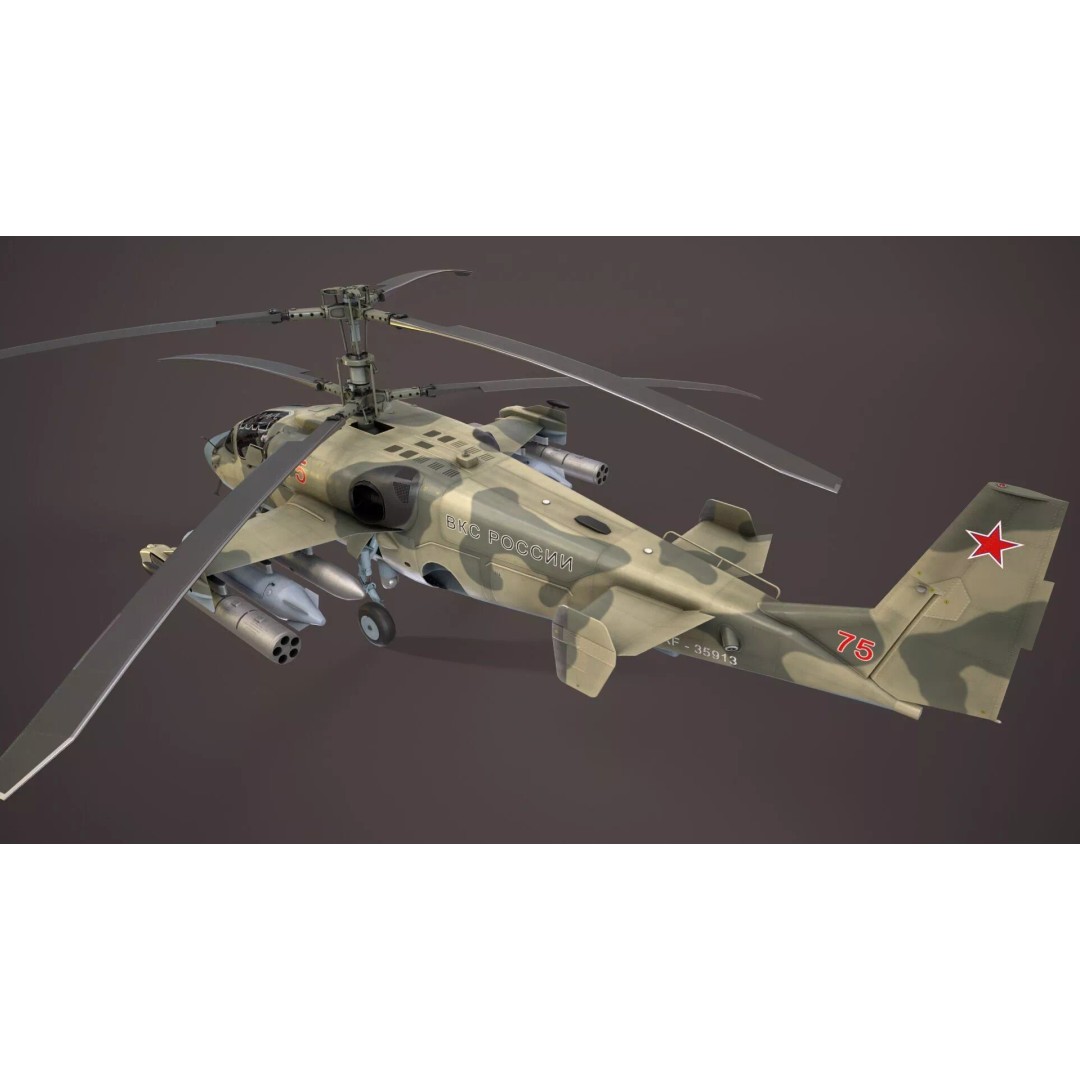 Kamov Ka-52 Alligator Camo 3D Model – Low Poly Game Ready, FBX - View 4