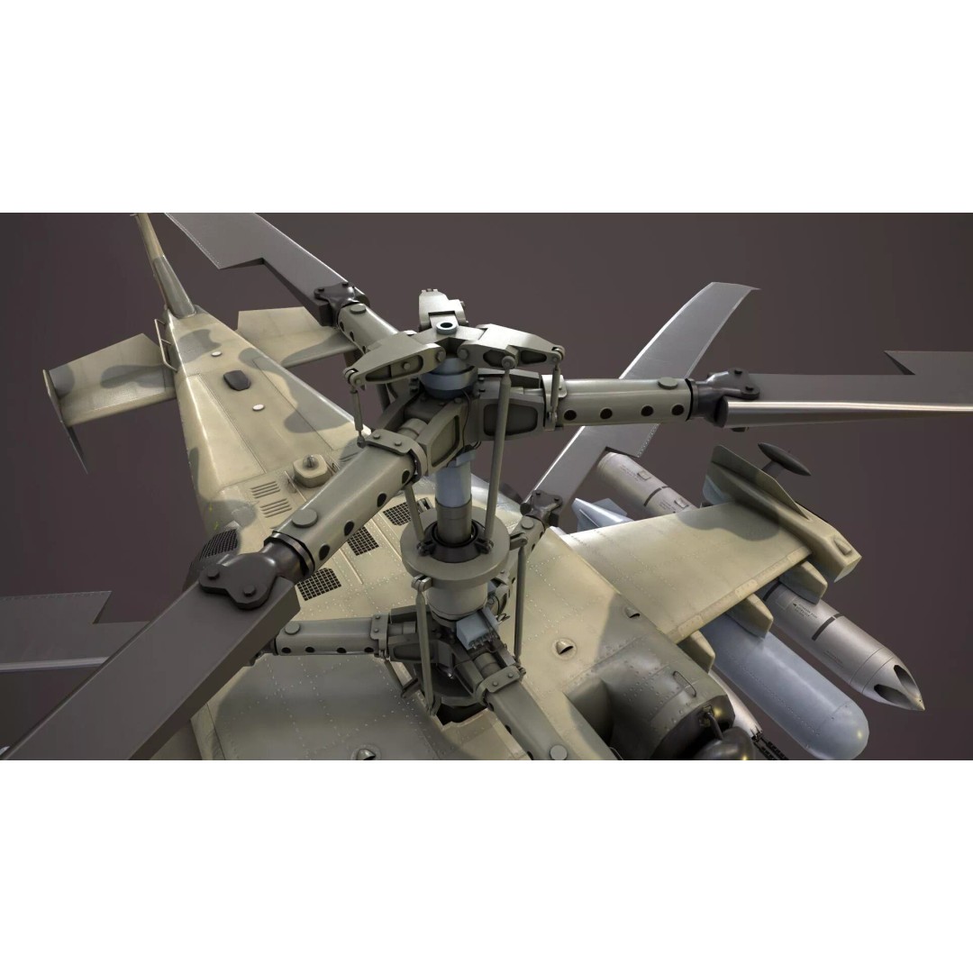 Kamov Ka-52 Alligator Camo 3D Model – Low Poly Game Ready, FBX - View 7