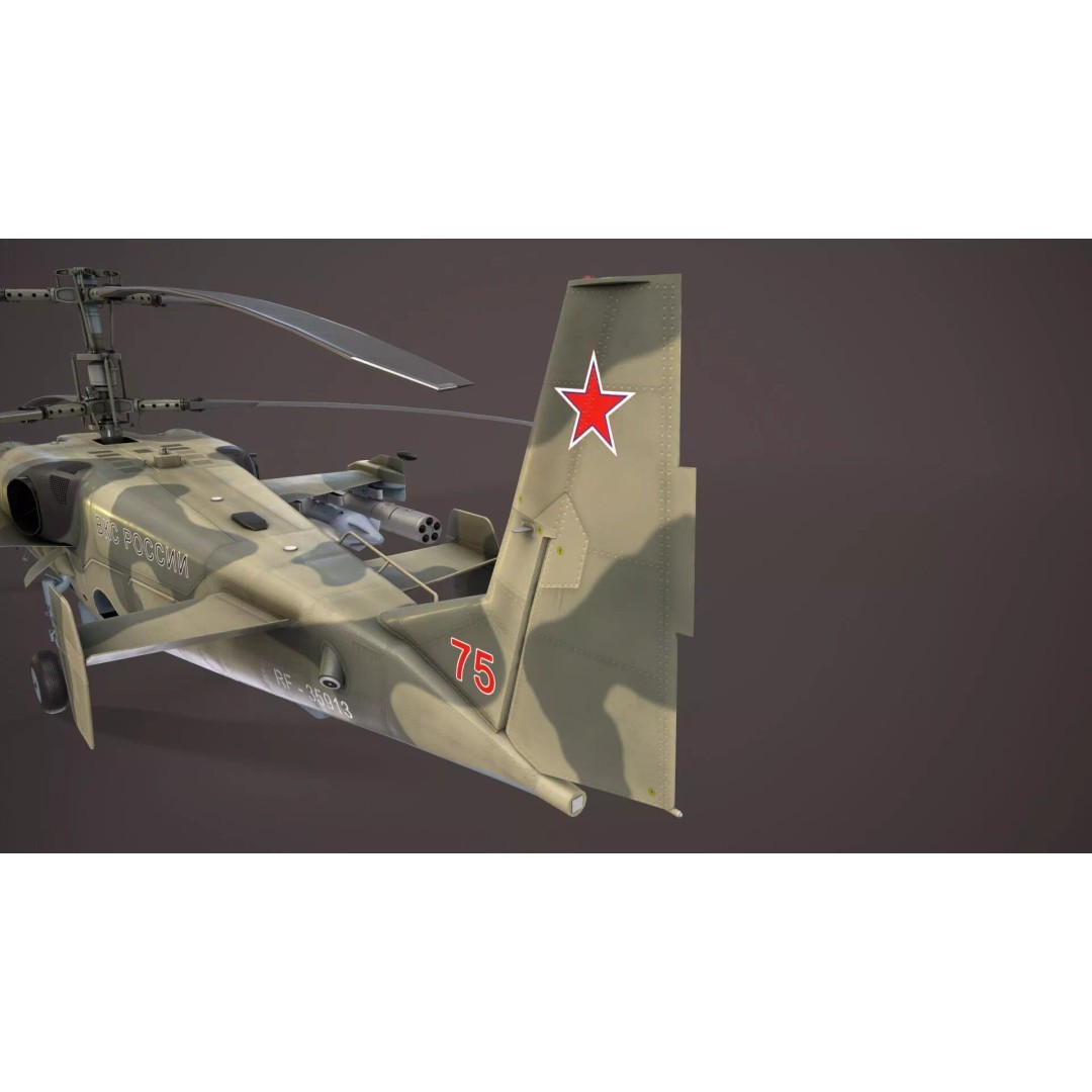 Kamov Ka-52 Alligator Camo 3D Model – Low Poly Game Ready, FBX - View 9