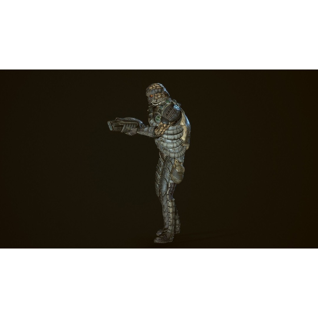 Alien Soldier 3D Model – Low Poly Rigged Character for Games - View 10