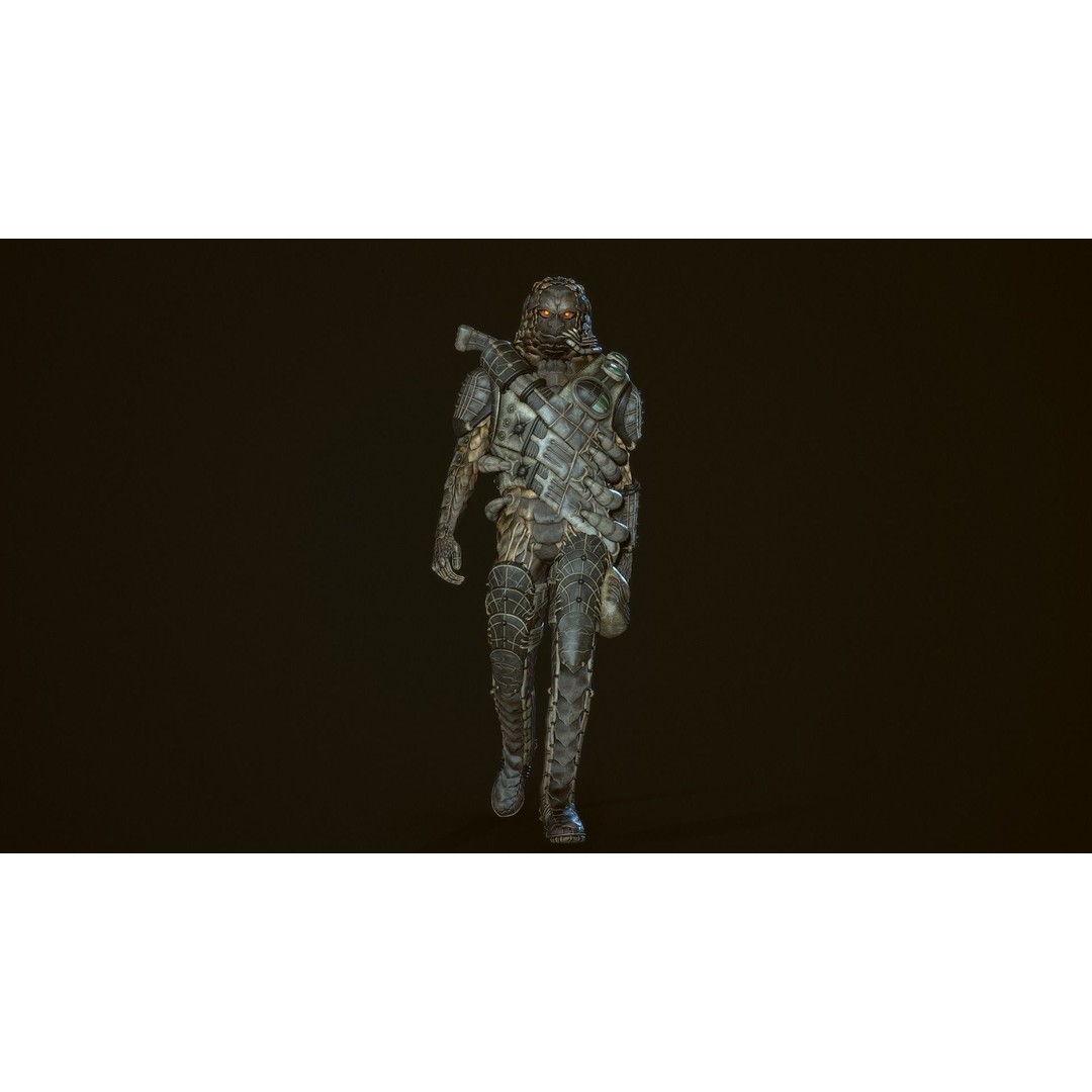 Alien Soldier 3D Model – Low Poly Rigged Character for Games - View 11