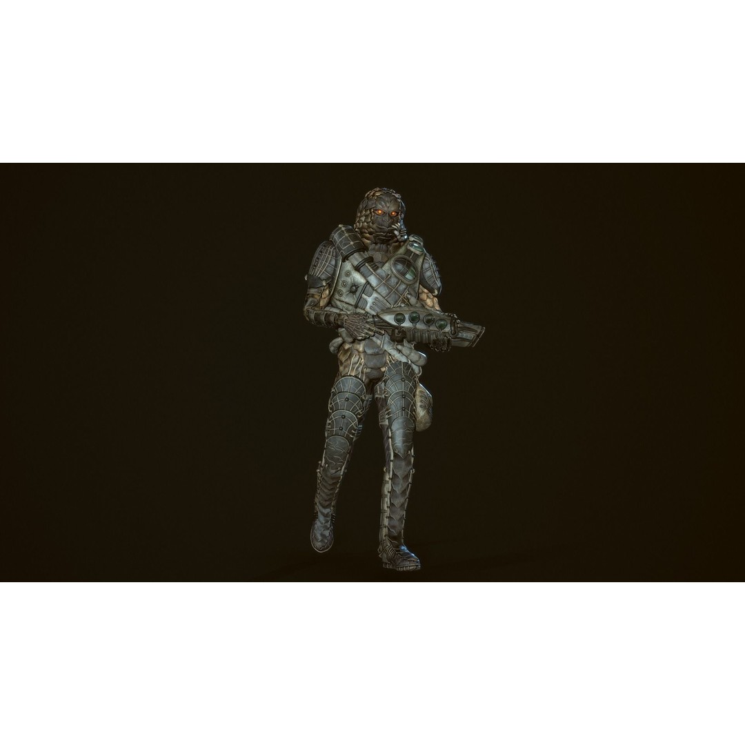 Alien Soldier 3D Model – Low Poly Rigged Character for Games - View 13