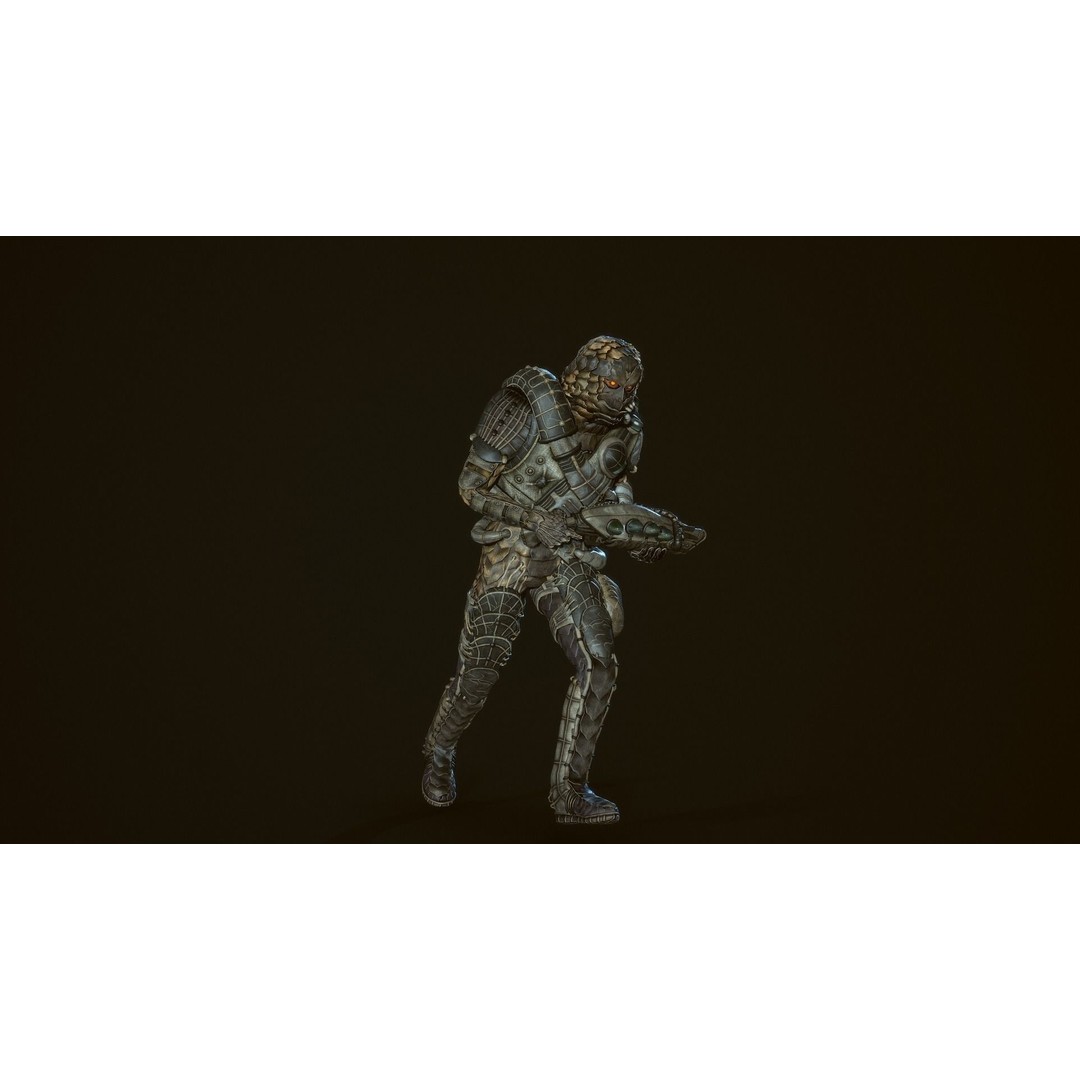 Alien Soldier 3D Model – Low Poly Rigged Character for Games - View 14