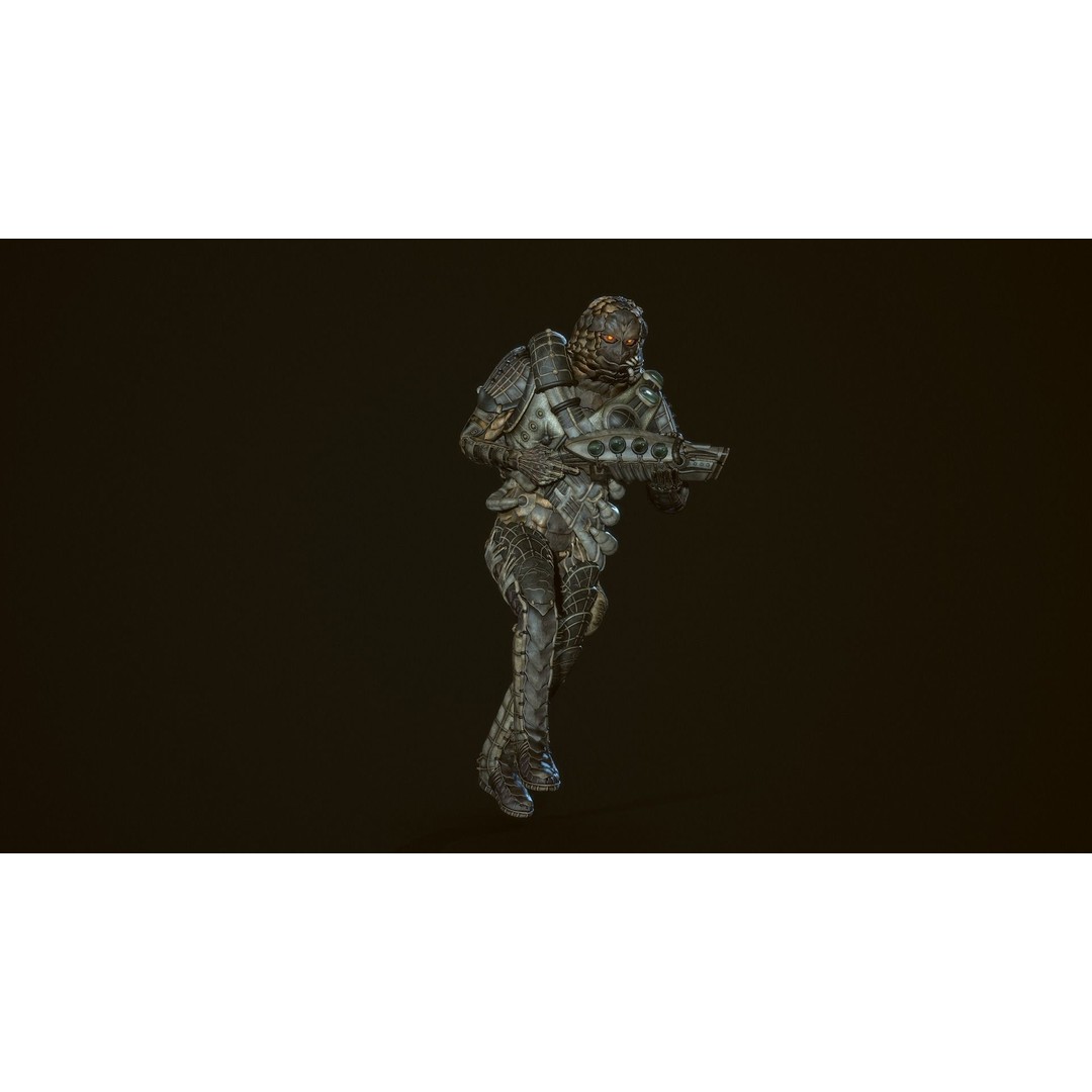 Alien Soldier 3D Model – Low Poly Rigged Character for Games - View 15