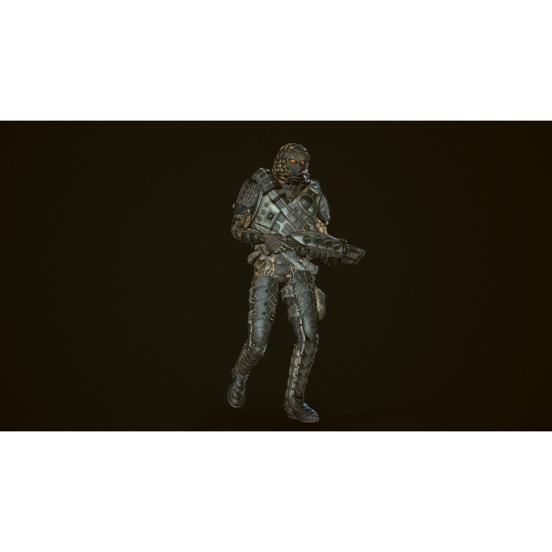 Alien Soldier 3D Model – Low Poly Rigged Character for Games - View 16