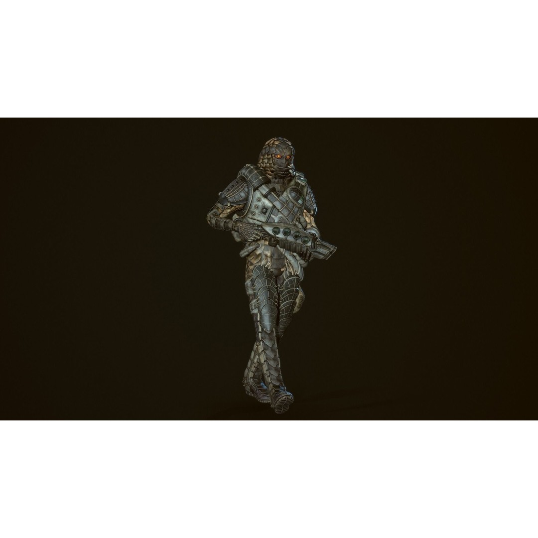 Alien Soldier 3D Model – Low Poly Rigged Character for Games - View 17