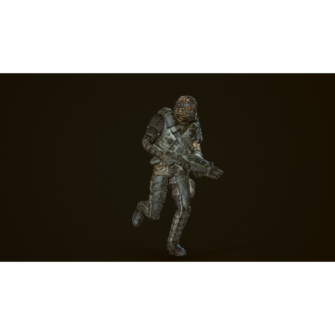 Alien Soldier 3D Model – Low Poly Rigged Character for Games - View 18