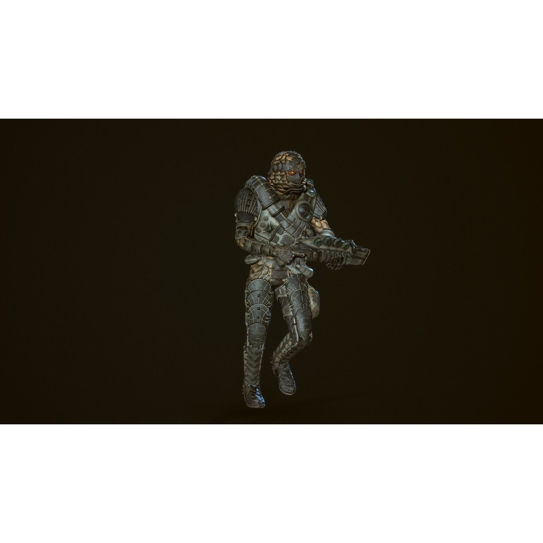Alien Soldier 3D Model – Low Poly Rigged Character for Games - View 20