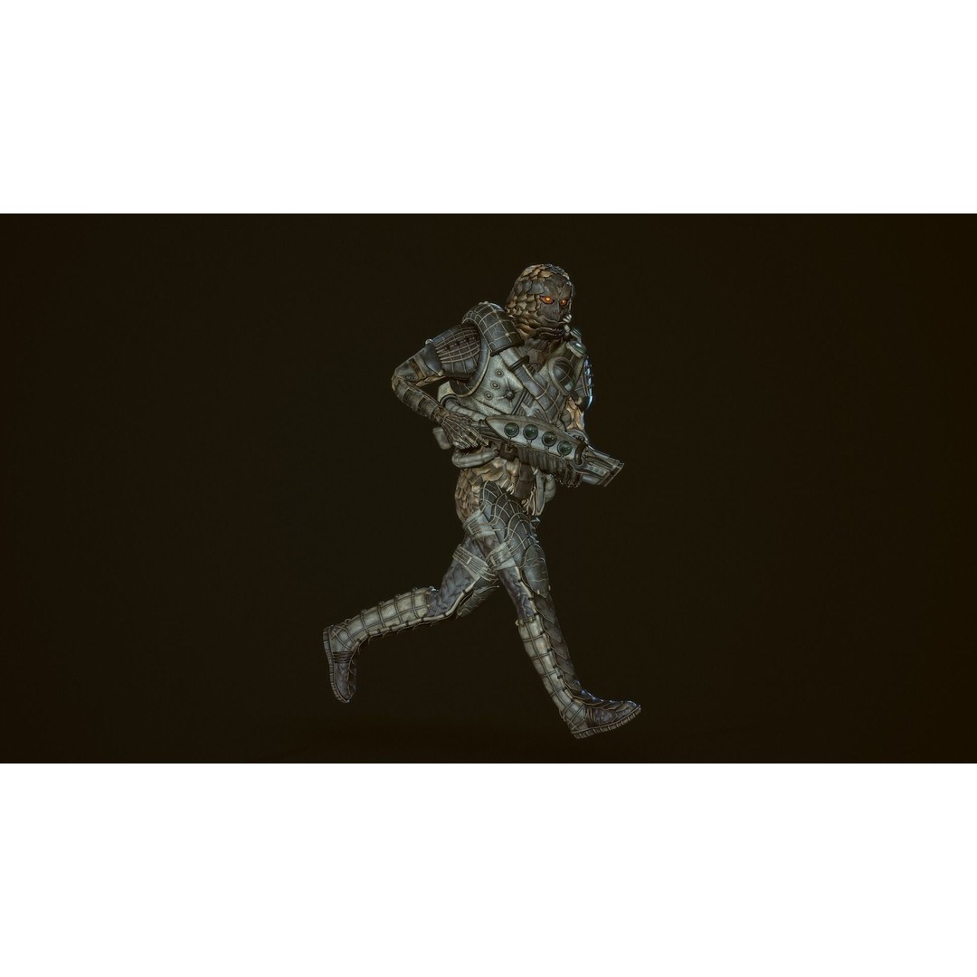 Alien Soldier 3D Model – Low Poly Rigged Character for Games - View 21