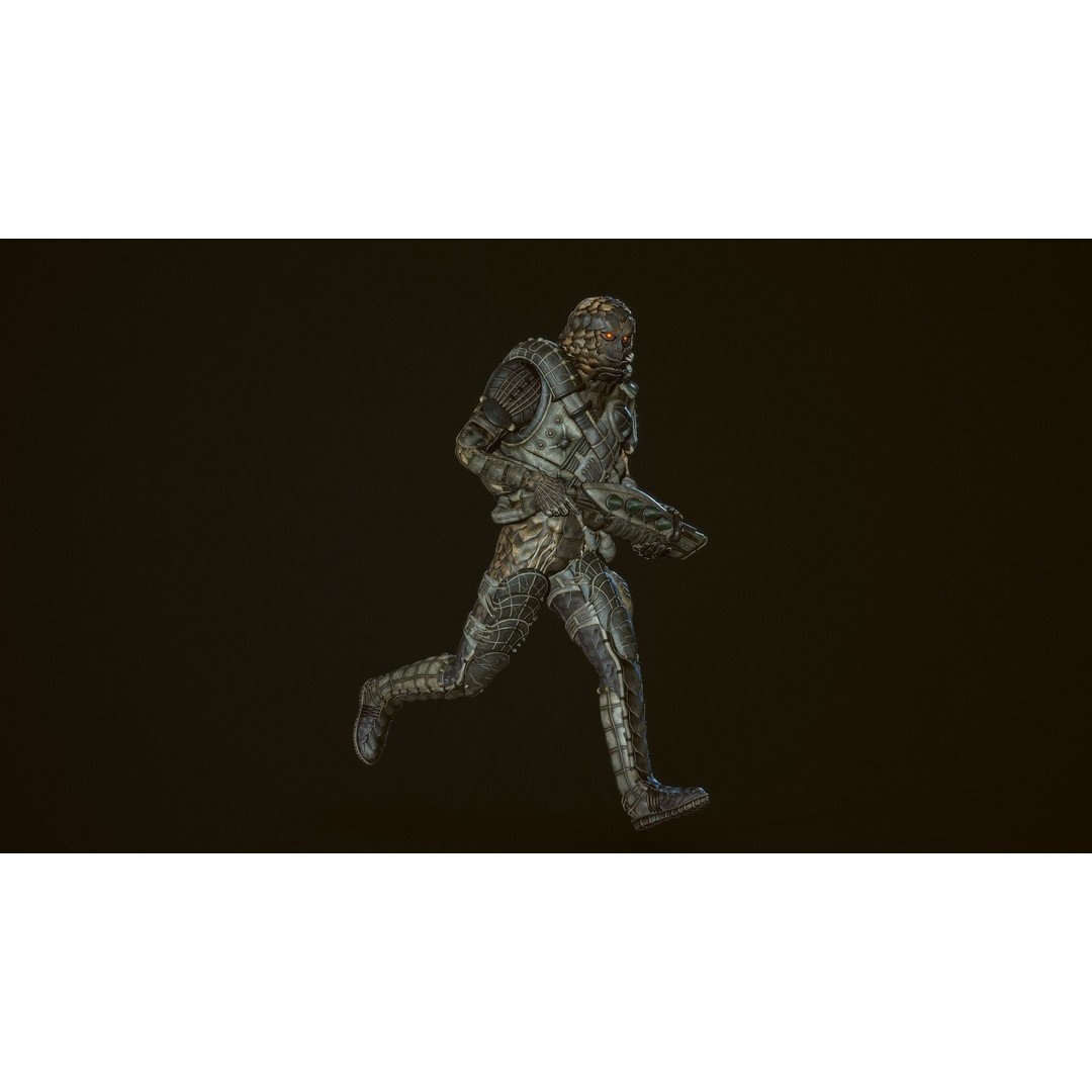 Alien Soldier 3D Model – Low Poly Rigged Character for Games - View 22