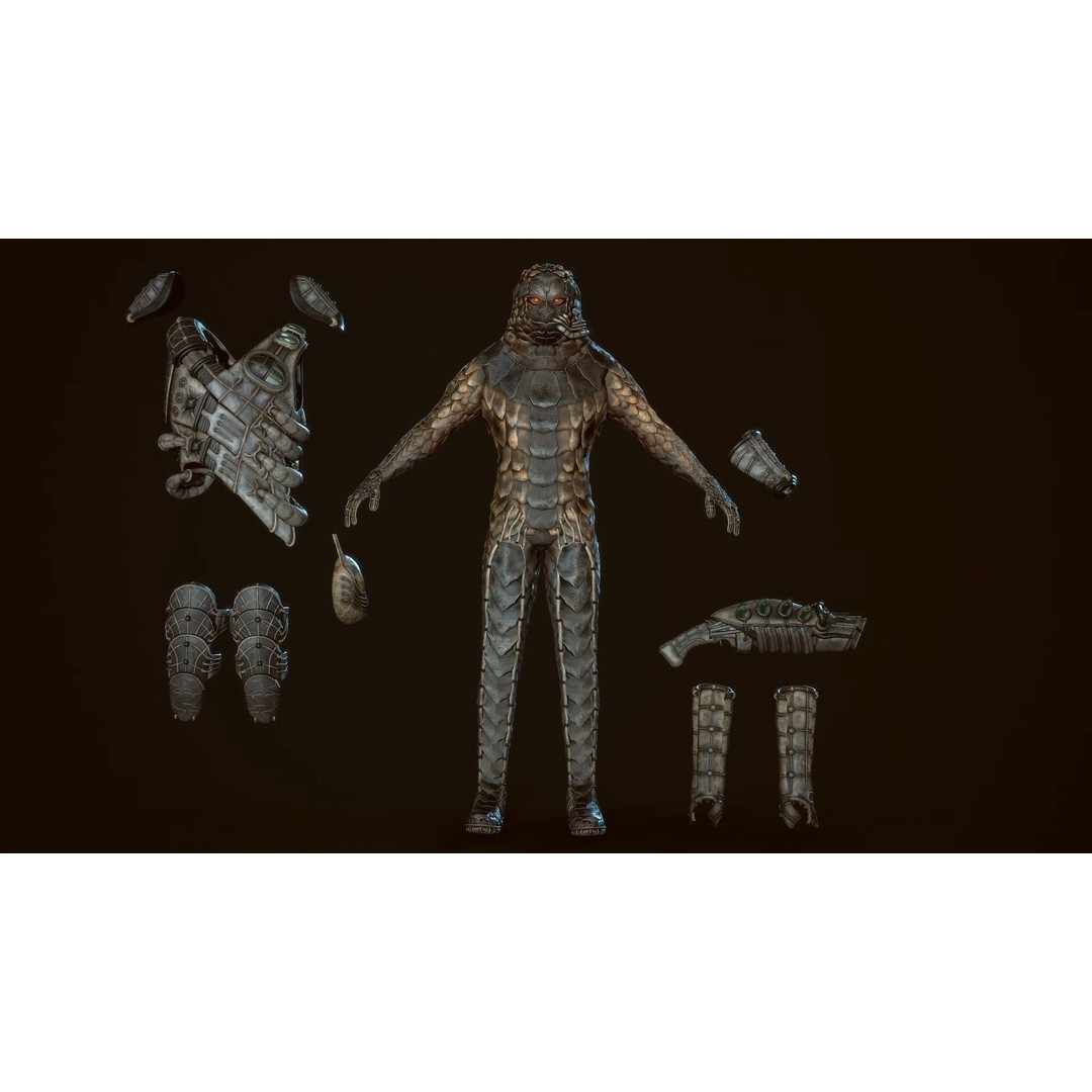 Alien Soldier 3D Model – Low Poly Rigged Character for Games - View 23