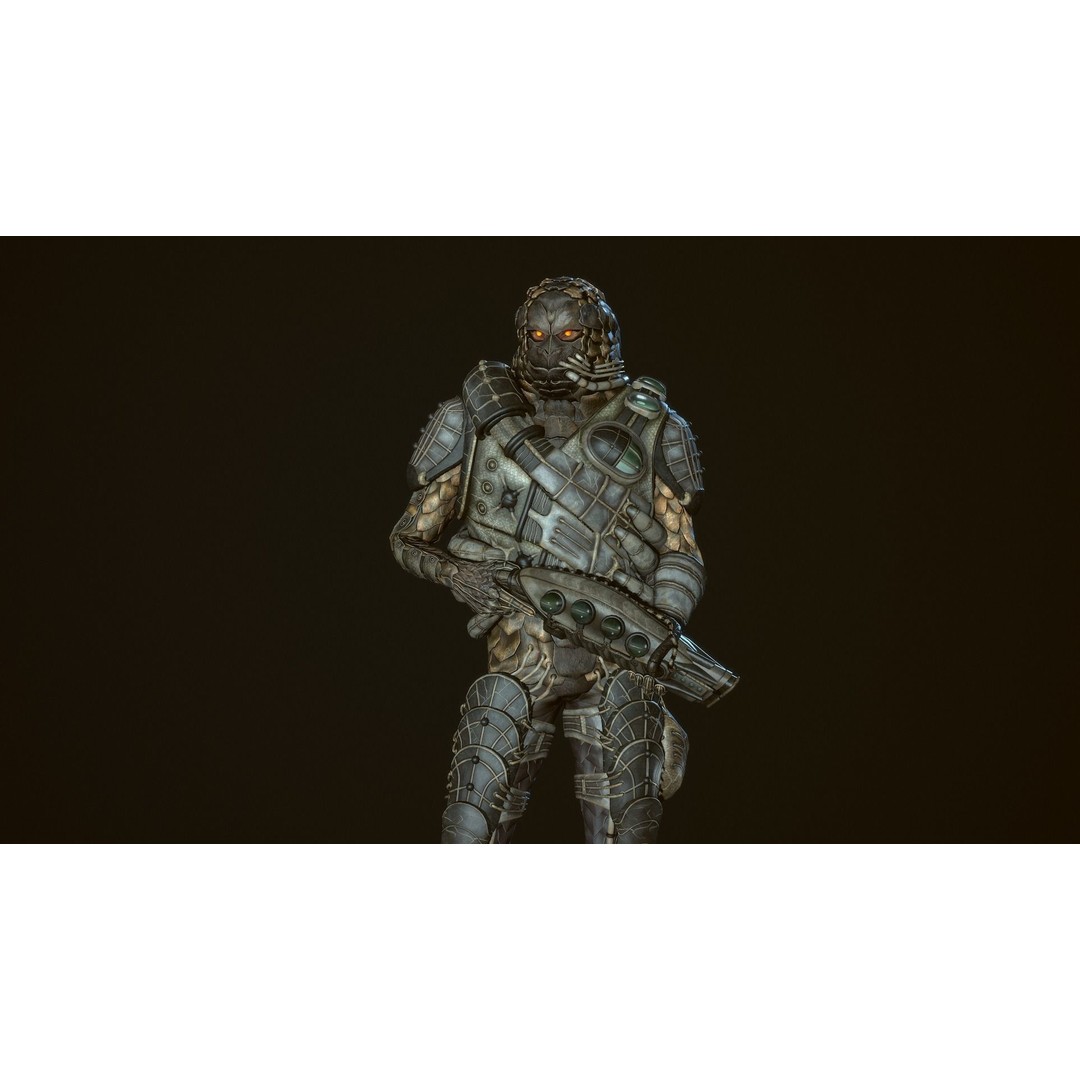 Alien Soldier 3D Model – Low Poly Rigged Character for Games - View 4