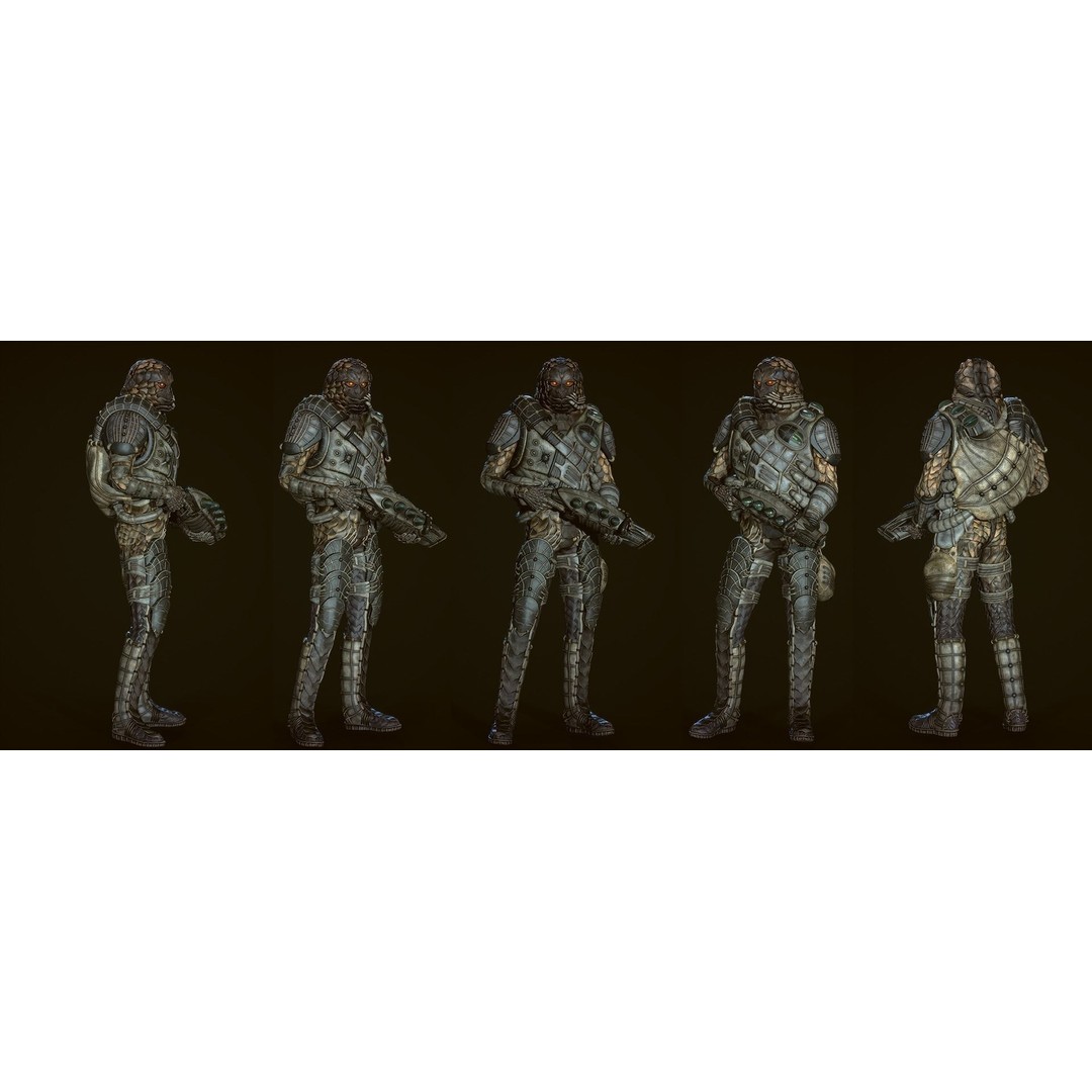 Alien Soldier 3D Model – Low Poly Rigged Character for Games - View 7