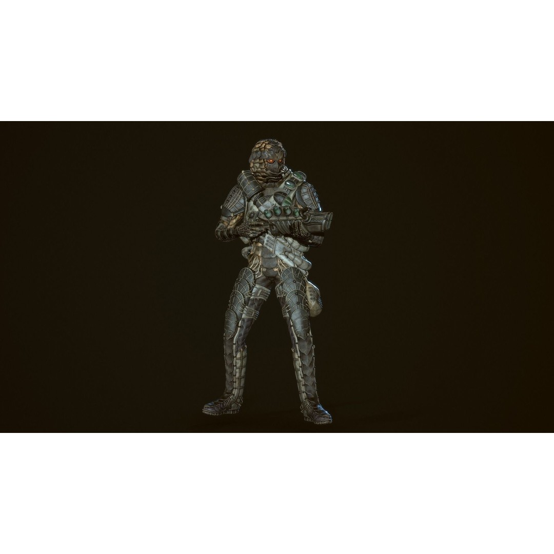Alien Soldier 3D Model – Low Poly Rigged Character for Games - View 9