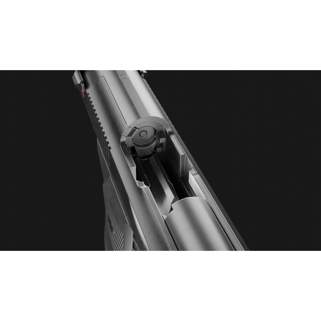 Beretta M9A1 3D Model – Low Poly Game Ready Handgun, FBX, OBJ
