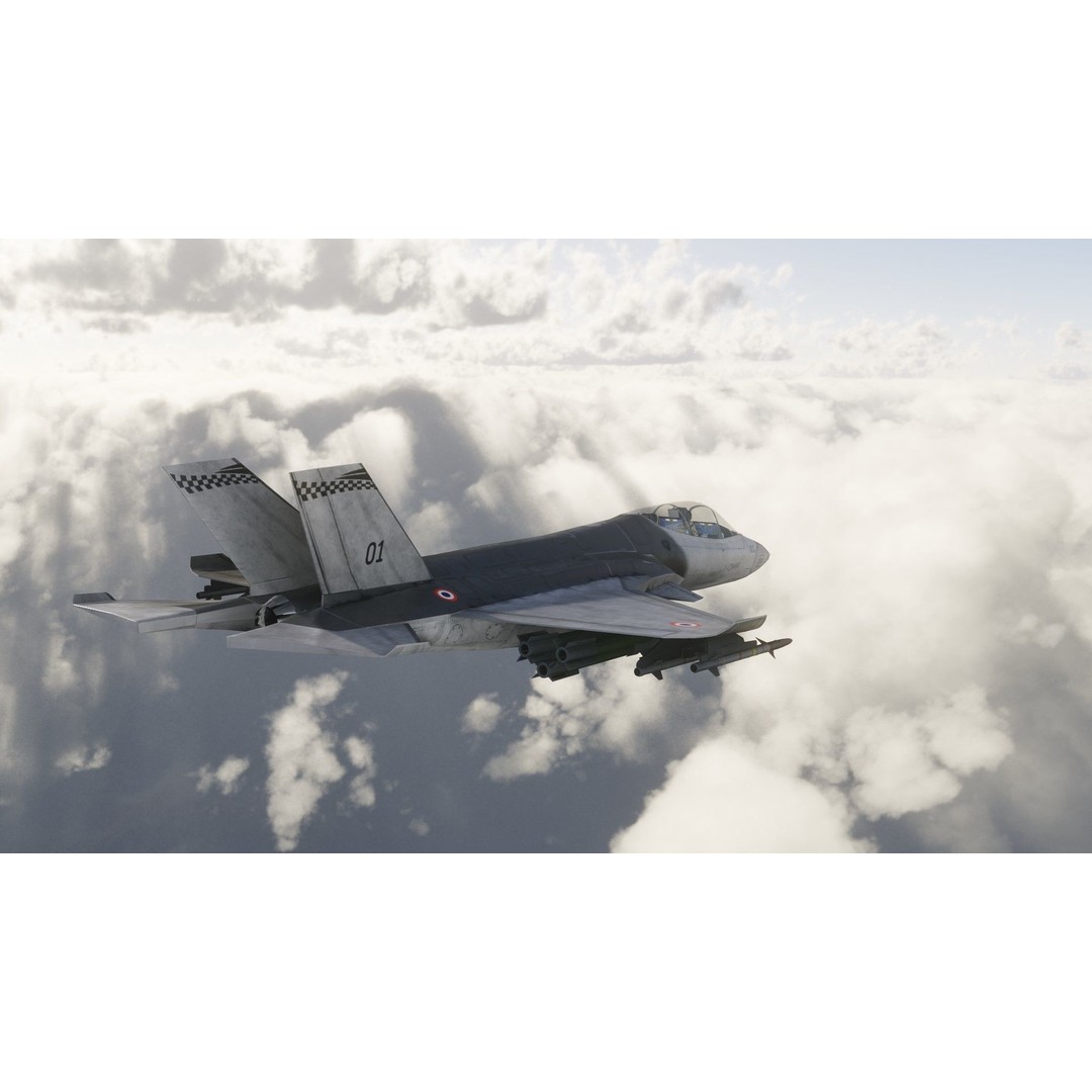 Fighter Jet 3D Model – Low Poly Rigged Aircraft for Animation - View 14