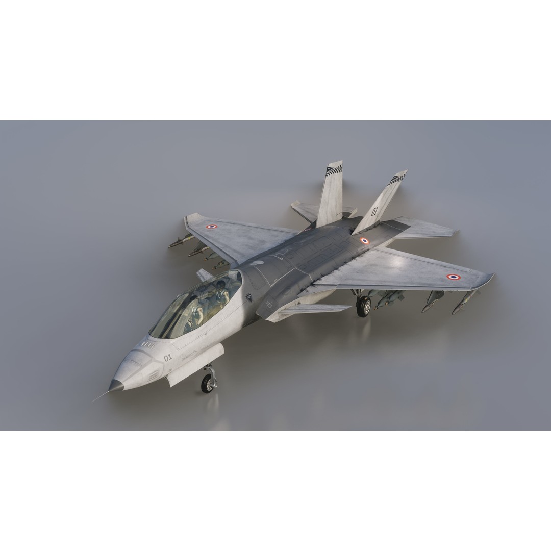 Fighter Jet 3D Model – Low Poly Rigged Aircraft for Animation - View 15