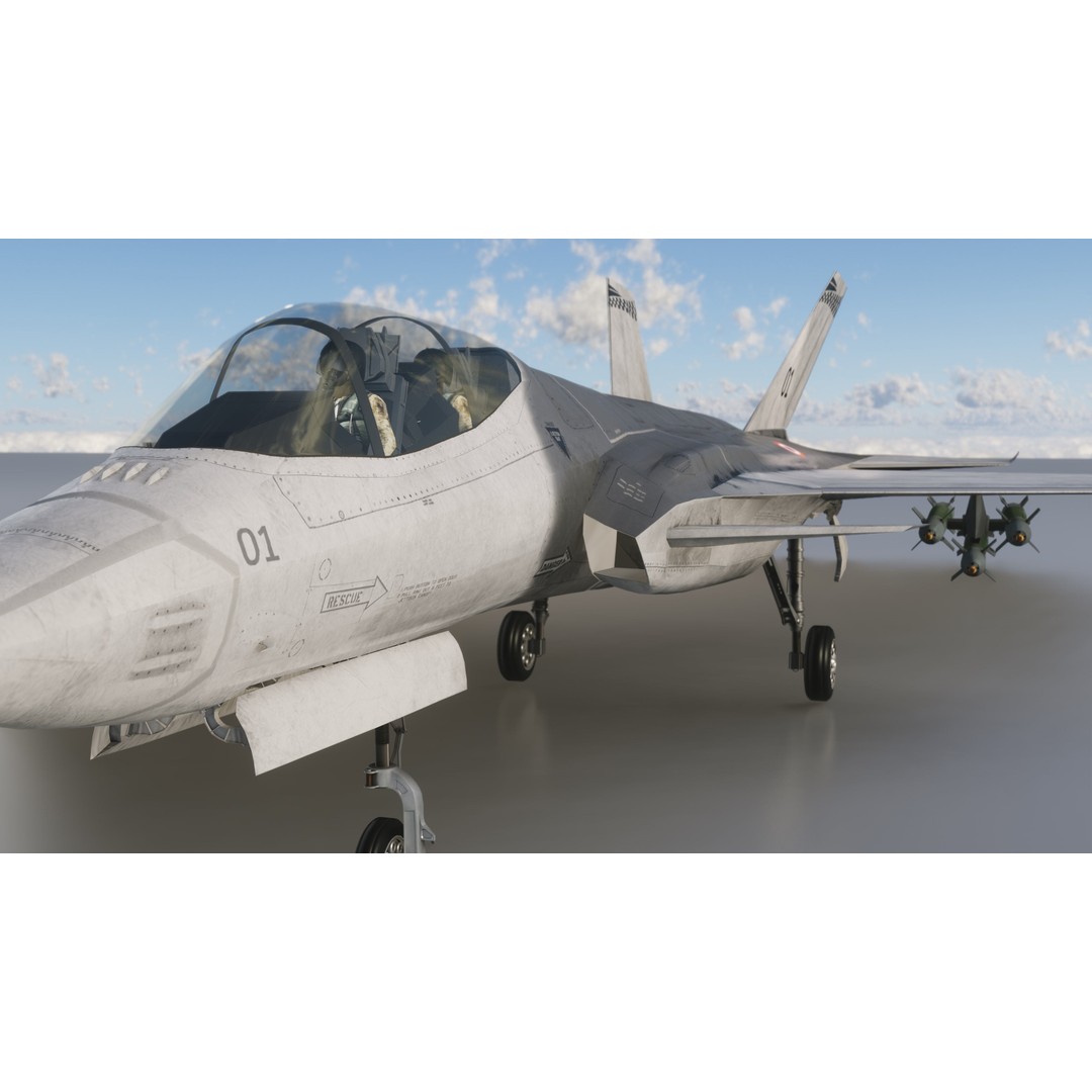 Fighter Jet 3D Model – Low Poly Rigged Aircraft for Animation - View 17