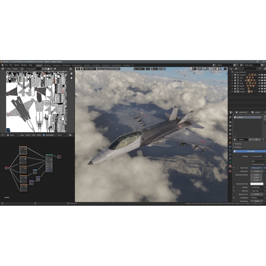 Fighter Jet 3D Model – Low Poly Rigged Aircraft for Animation - View 21