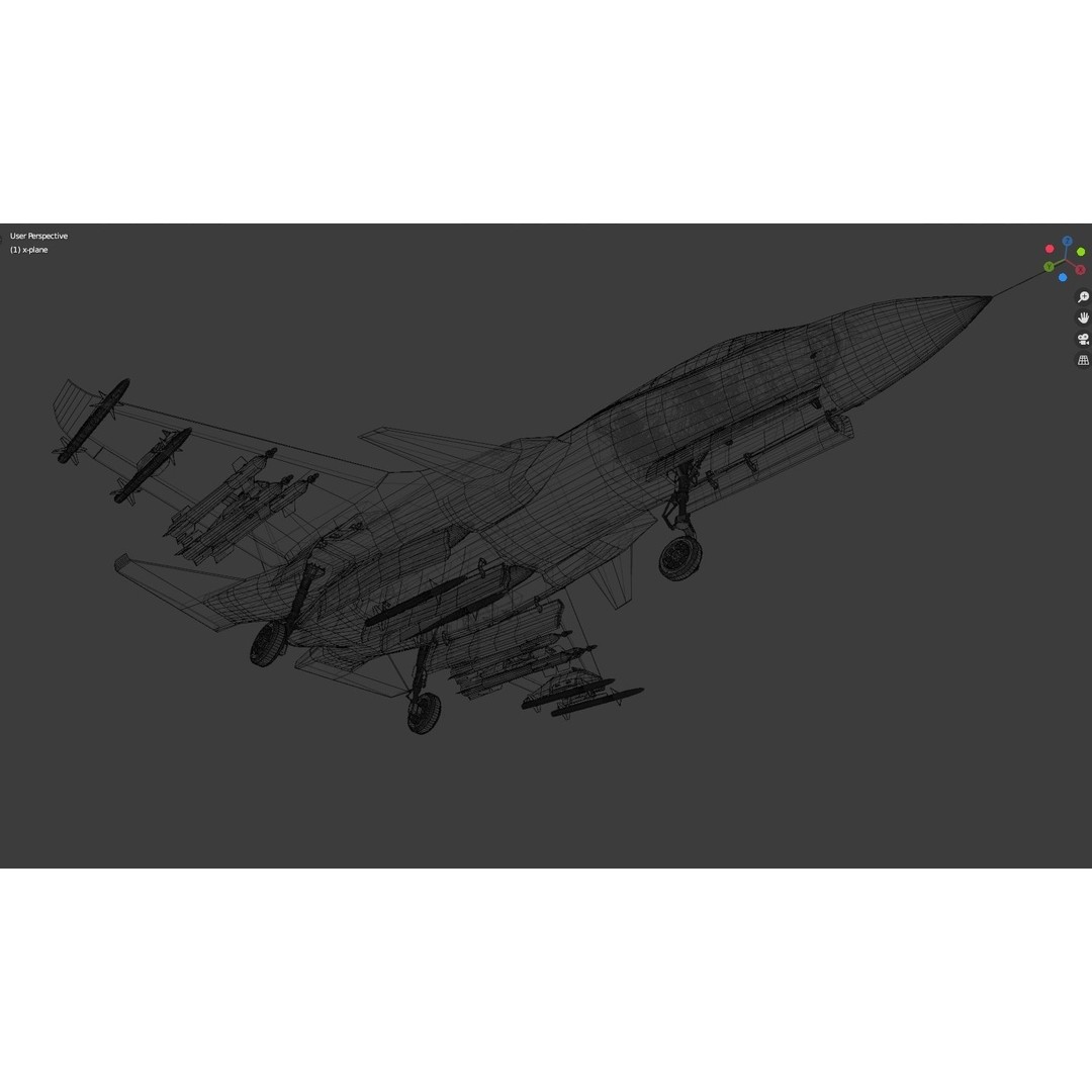 Fighter Jet 3D Model – Low Poly Rigged Aircraft for Animation - View 23