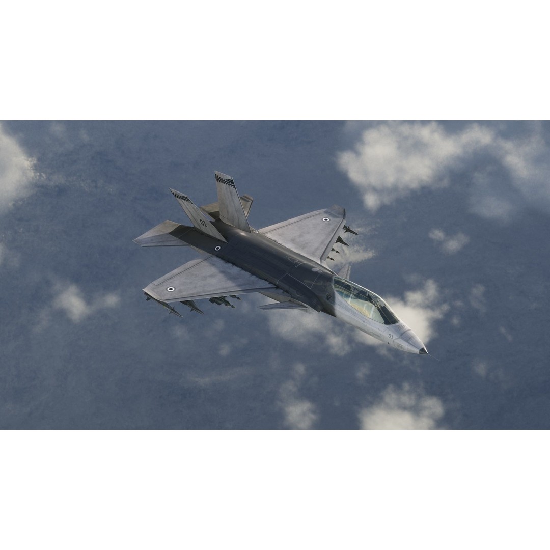 Fighter Jet 3D Model – Low Poly Rigged Aircraft for Animation - View 3