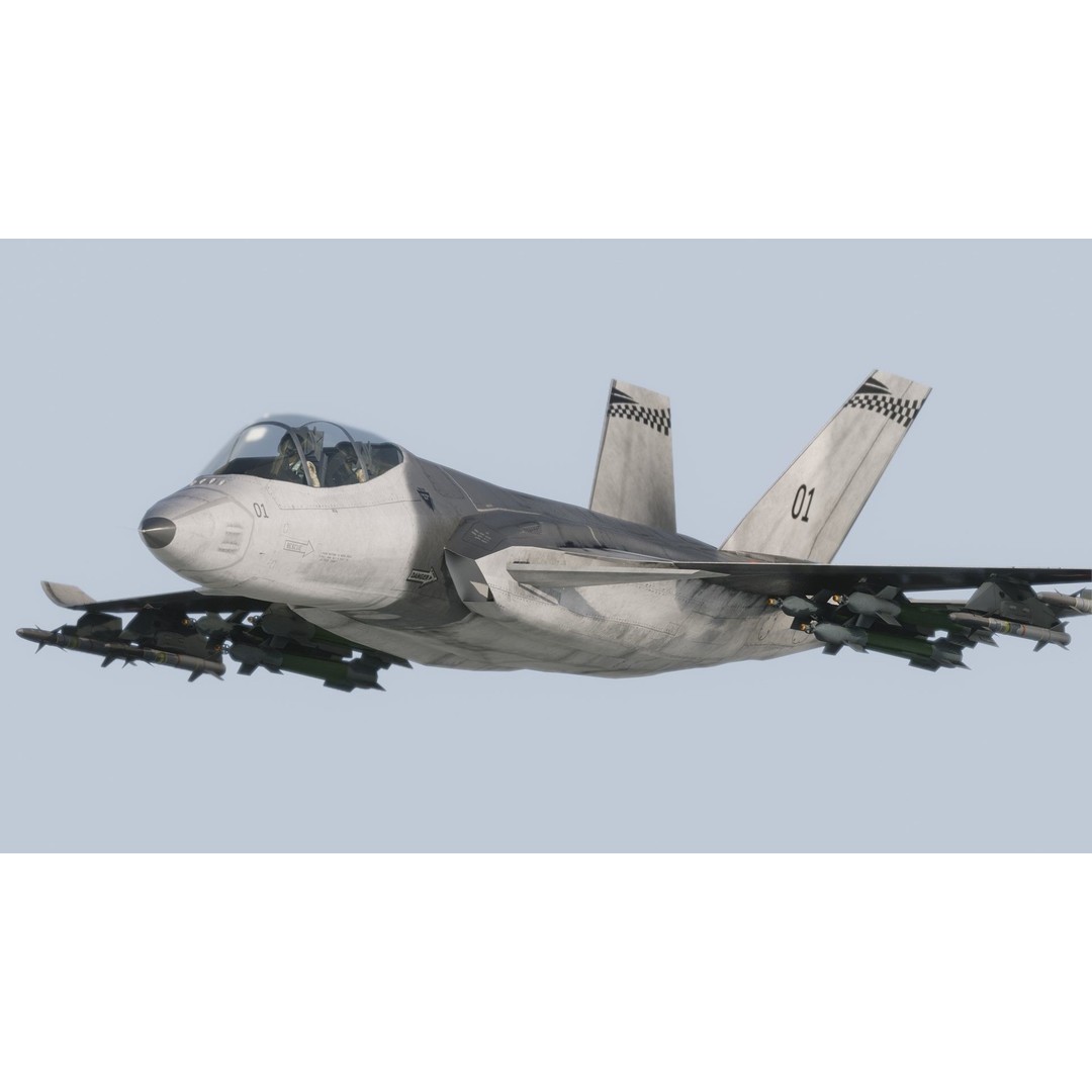 Fighter Jet 3D Model – Low Poly Rigged Aircraft for Animation - View 4