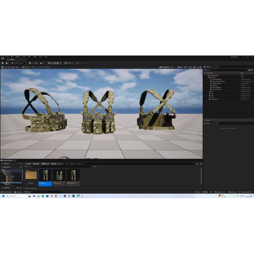 Tactical Chest Rig 3D Model – Low Poly Multicam Camouflage, FBX - View 9
