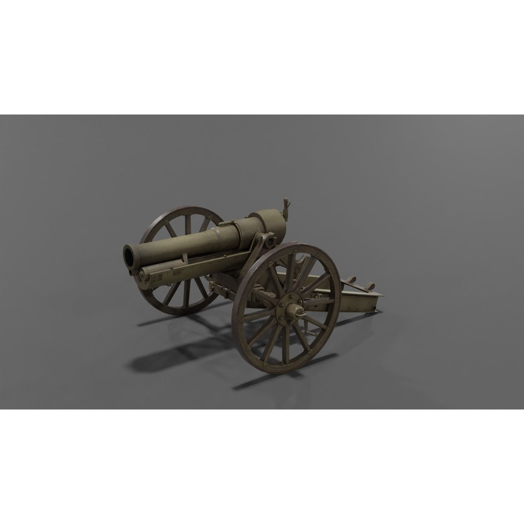 Type 99 10cm Mountain Gun 3D Model – Low Poly Military Asset, FBX - View 10