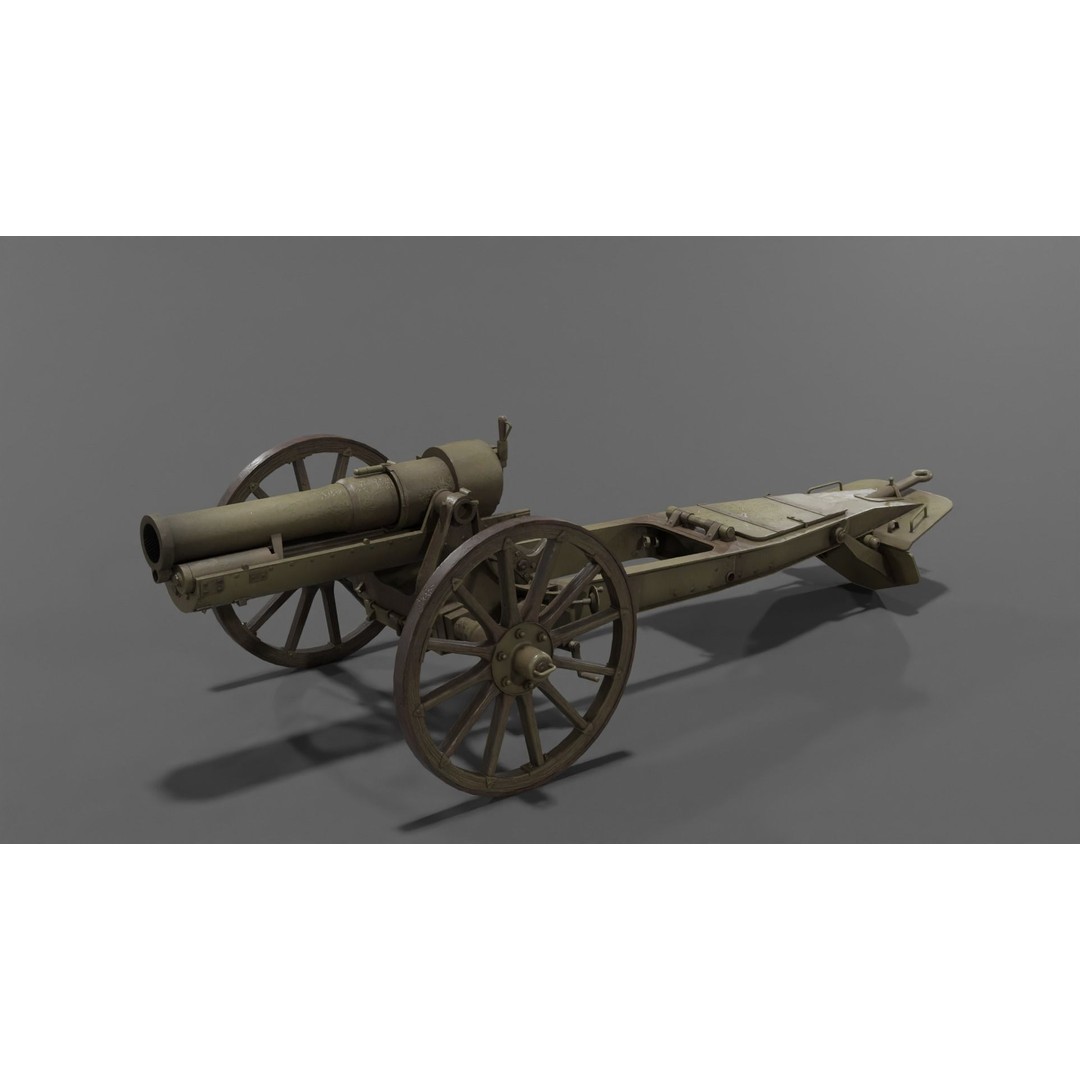 Type 99 10cm Mountain Gun 3D Model – Low Poly Military Asset, FBX - View 11