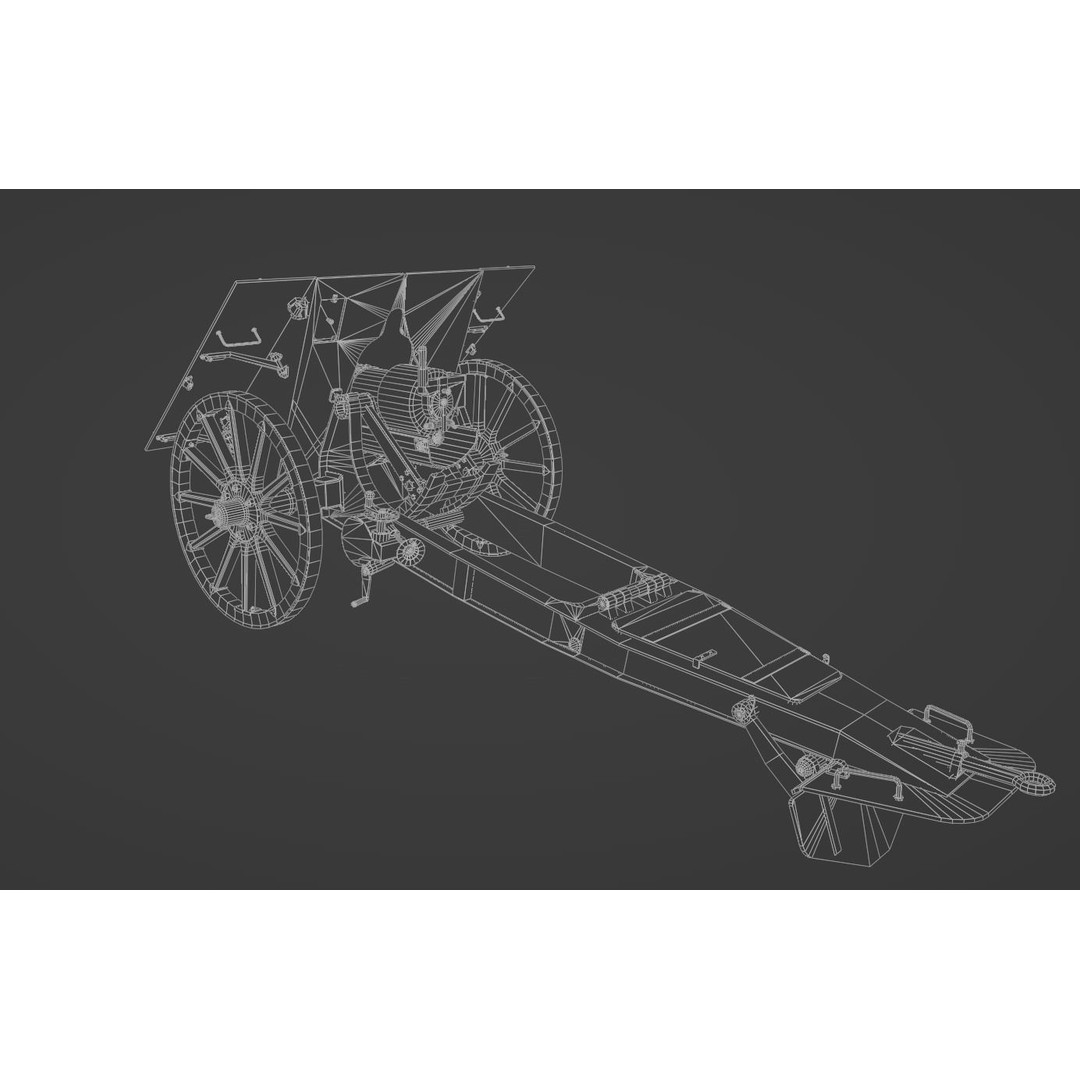 Type 99 10cm Mountain Gun 3D Model – Low Poly Military Asset, FBX - View 14