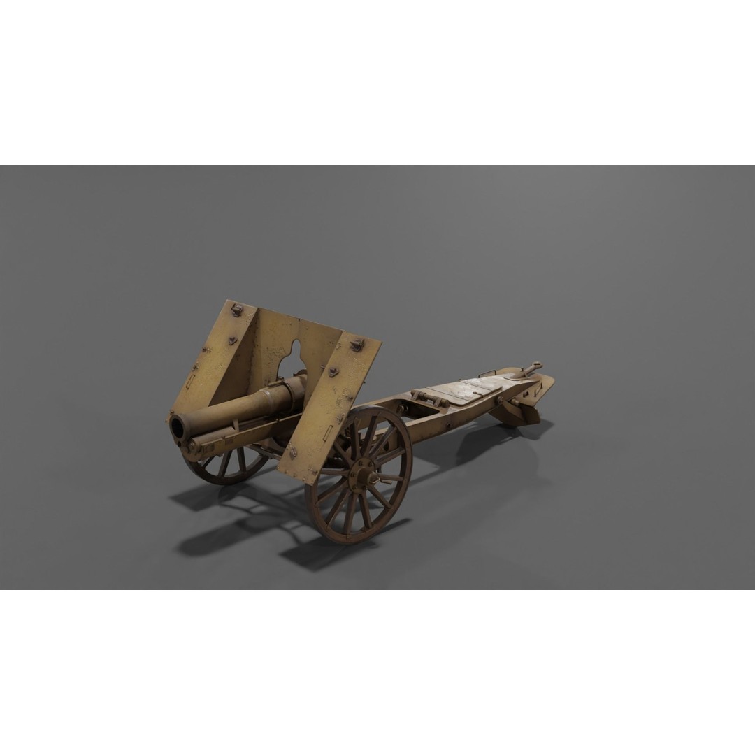Type 99 10cm Mountain Gun 3D Model – Low Poly Military Asset, FBX - View 16
