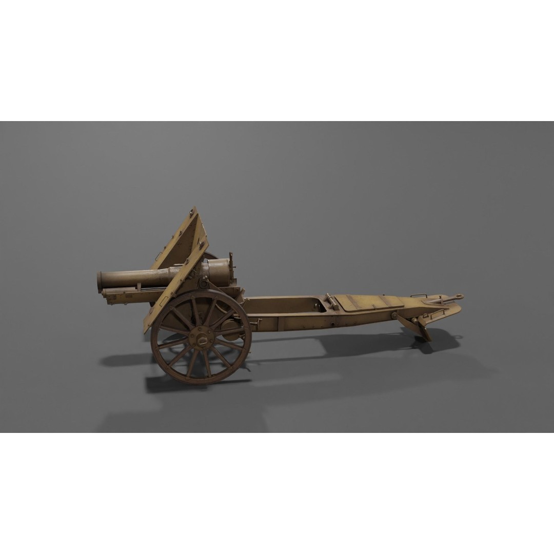 Type 99 10cm Mountain Gun 3D Model – Low Poly Military Asset, FBX - View 17