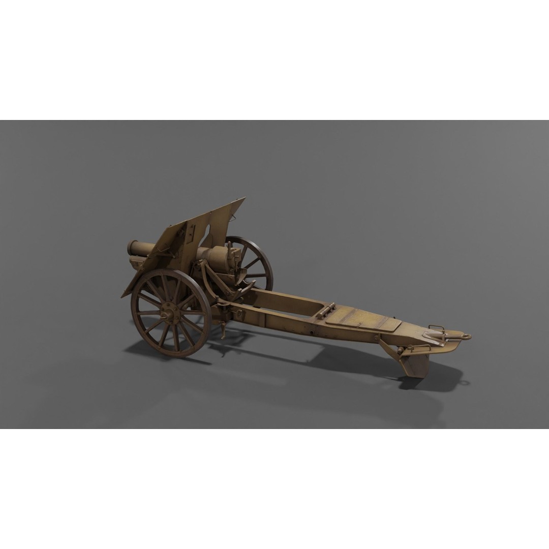 Type 99 10cm Mountain Gun 3D Model – Low Poly Military Asset, FBX - View 18