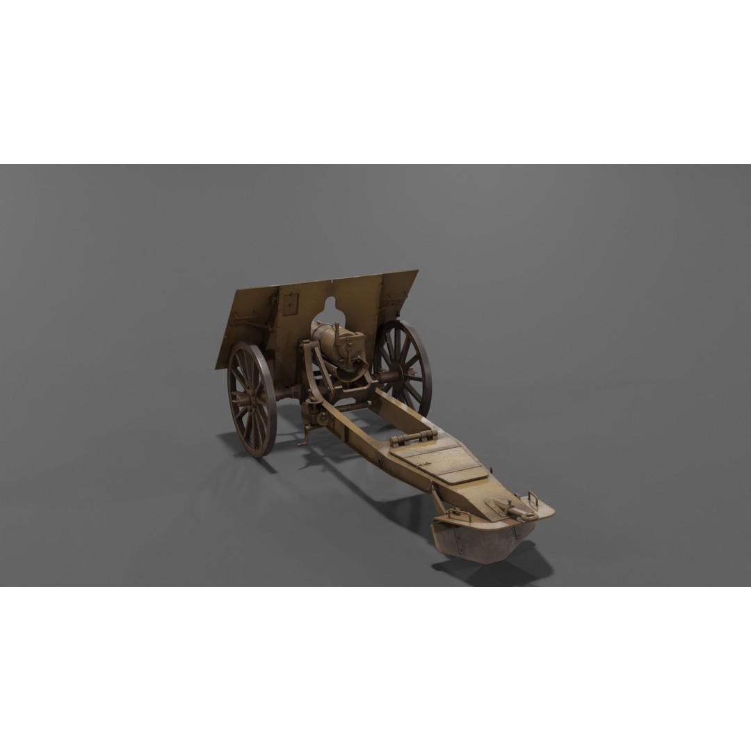 Type 99 10cm Mountain Gun 3D Model – Low Poly Military Asset, FBX - View 19