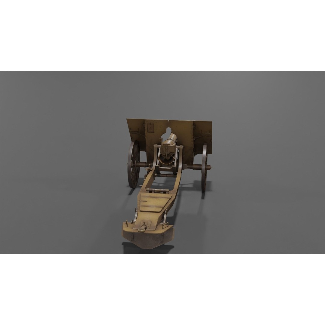 Type 99 10cm Mountain Gun 3D Model – Low Poly Military Asset, FBX - View 20