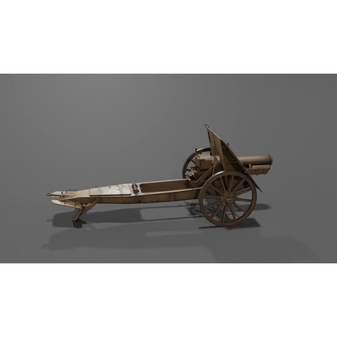 Type 99 10cm Mountain Gun 3D Model – Low Poly Military Asset, FBX - View 22