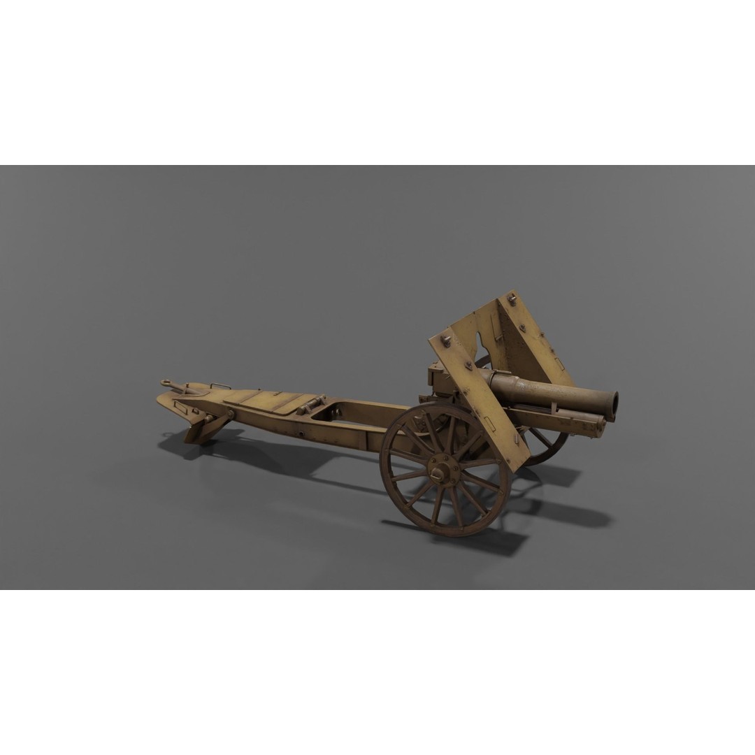 Type 99 10cm Mountain Gun 3D Model – Low Poly Military Asset, FBX - View 23