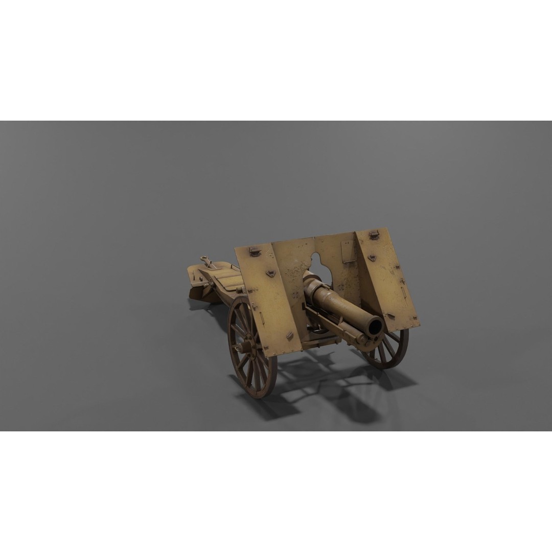 Type 99 10cm Mountain Gun 3D Model – Low Poly Military Asset, FBX - View 24