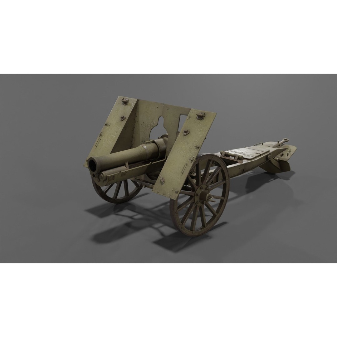 Type 99 10cm Mountain Gun 3D Model – Low Poly Military Asset, FBX - View 3