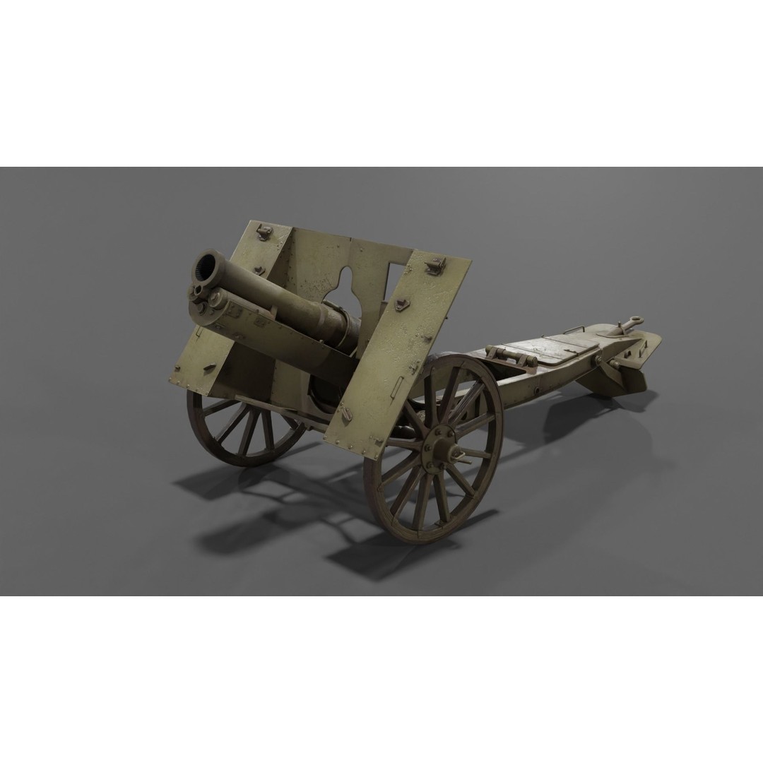Type 99 10cm Mountain Gun 3D Model – Low Poly Military Asset, FBX - View 4