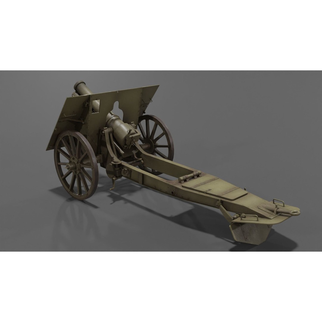 Type 99 10cm Mountain Gun 3D Model – Low Poly Military Asset, FBX - View 5