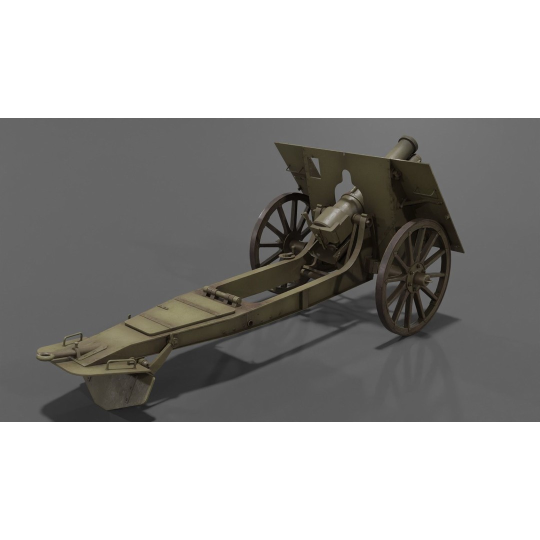 Type 99 10cm Mountain Gun 3D Model – Low Poly Military Asset, FBX - View 6