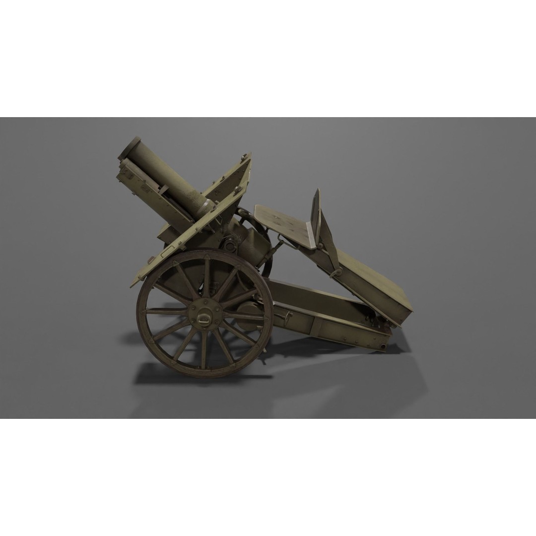 Type 99 10cm Mountain Gun 3D Model – Low Poly Military Asset, FBX - View 7