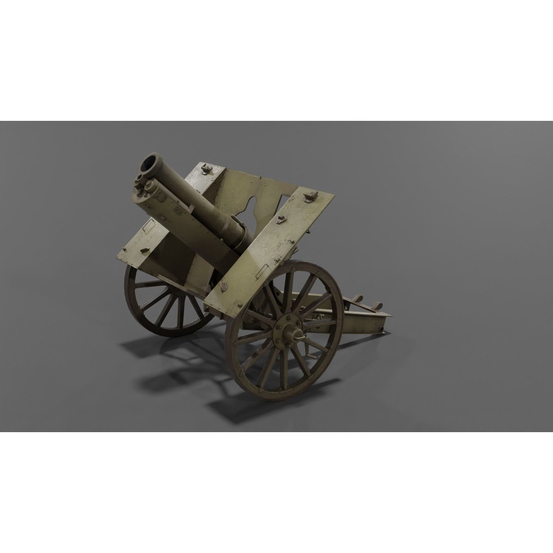Type 99 10cm Mountain Gun 3D Model – Low Poly Military Asset, FBX - View 9