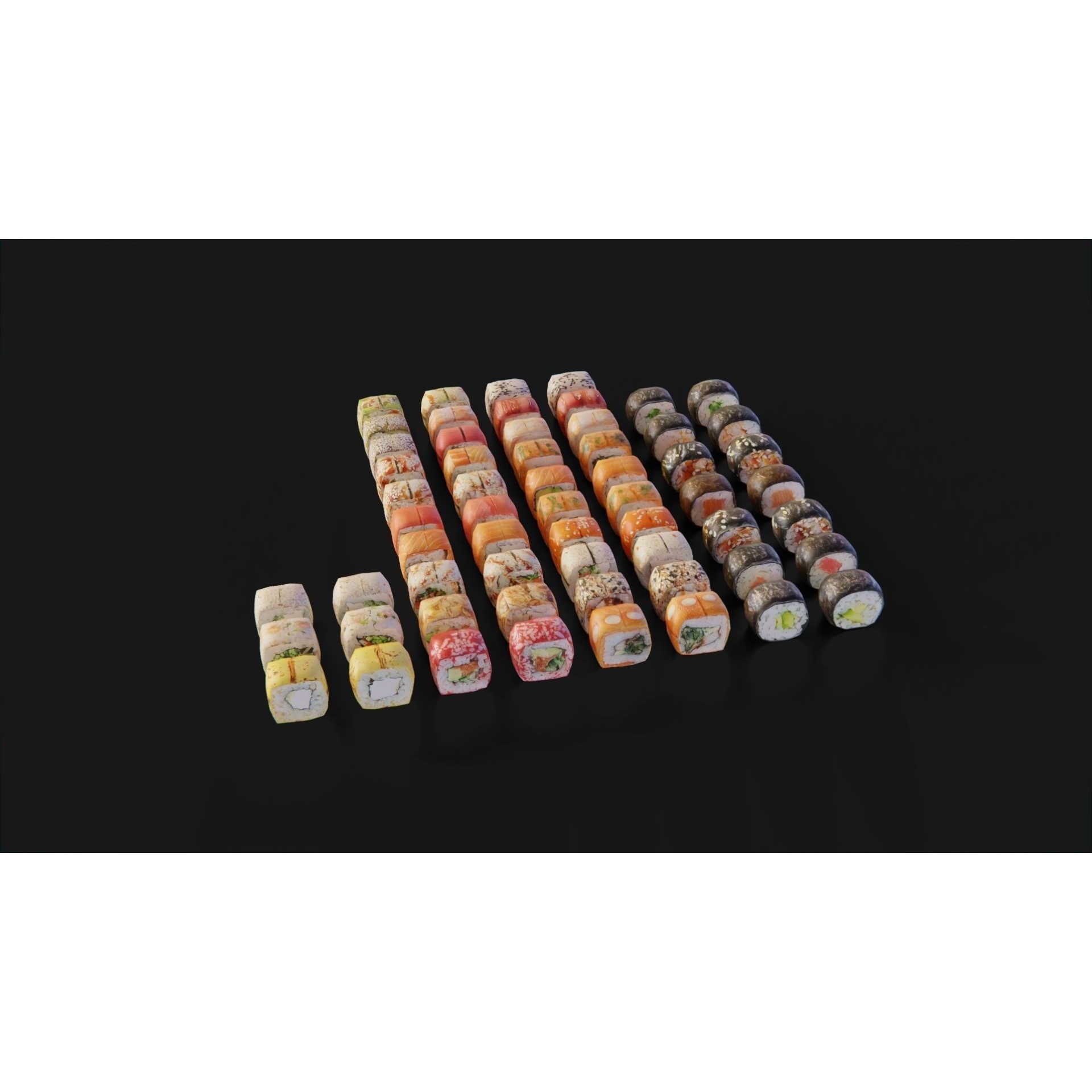 Sushi Maki Roll Set - Low-Poly Game-Ready 3D Model - View 10