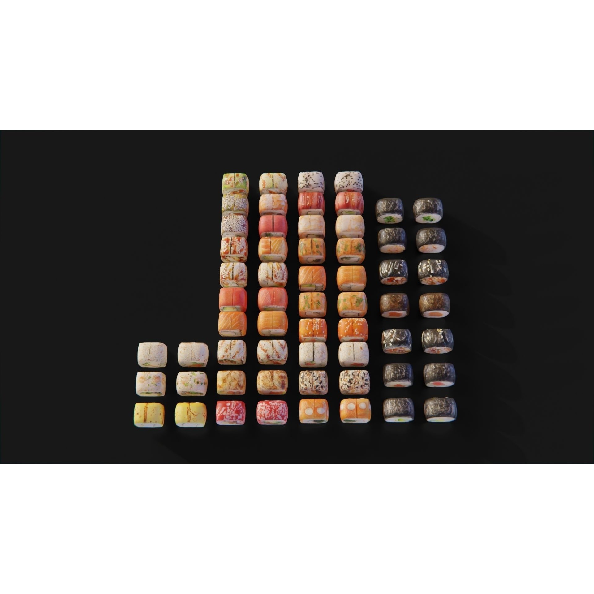 Sushi Maki Roll Set - Low-Poly Game-Ready 3D Model - View 11